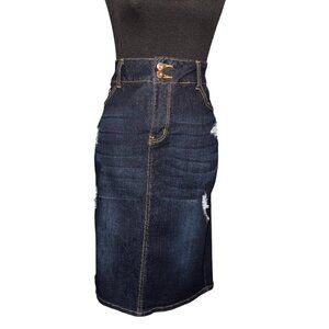 CUTE DISTRESSED DENIM SKIRT